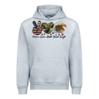 Heather Grey peace love bald head eagle Urban Hoodie - LillyAllenDesigns