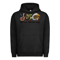 Pigment Black peace love bald head eagle Urban Hoodie - LillyAllenDesigns