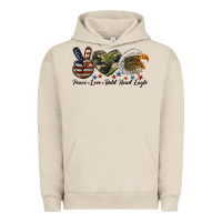 Pigment French Oak peace love bald head eagle Urban Hoodie - LillyAllenDesigns