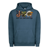 Pigment Midnight Navy peace love bald head eagle Urban Hoodie - LillyAllenDesigns
