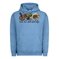 Pigment Pebble Blue peace love bald head eagle Urban Hoodie - LillyAllenDesigns
