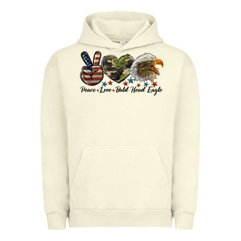 Peace Love Bald Head Eagle Urban Hoodie by LillyAllenDesigns | Teevron