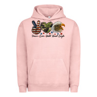 Pigment Salmon peace love bald head eagle Urban Hoodie - LillyAllenDesigns