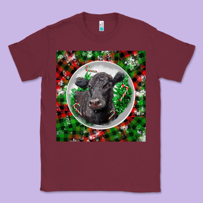 Christmas Black Angus Cow Classic Tee Designed By Lillyallendesigns