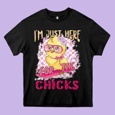 I'm Just Here For The Chicks Heavy Core Tee Designed By Maliassmallbusiness