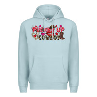Blue Mist Pucker Up Cowboy Valentine's Day Premium Hoodie - FaDigitalArtStudio