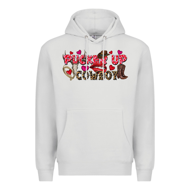 Pucker Up Cowboy Valentine's Day Premium Hoodie by FaDigitalArtStudio | Teevron
