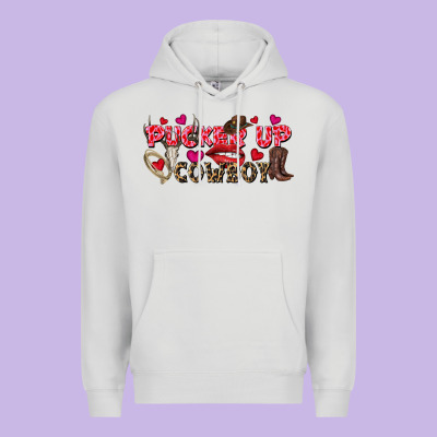Pucker Up Cowboy Valentine's Day Premium Hoodie Designed By Fadigitalartstudio