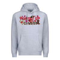Heather Grey Pucker Up Cowboy Valentine's Day Premium Hoodie - FaDigitalArtStudio