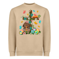 Mushroom Western Rabbit with Cross Easter Day Heavyweight Sweatshirt - HowdyJamesFarm