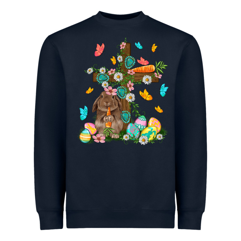 Western Rabbit With Cross Easter Day Heavyweight Sweatshirt by HowdyJamesFarm | Teevron