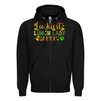 Black St. Patrick's Luckiest lunch lady ever Zipper Hoodie - OliviaCreatesArt