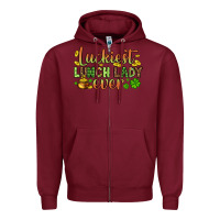 Burgundy St. Patrick's Luckiest lunch lady ever Zipper Hoodie - OliviaCreatesArt