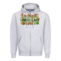 Heather Grey St. Patrick's Luckiest lunch lady ever Zipper Hoodie - OliviaCreatesArt