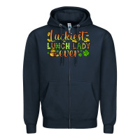 Navy St. Patrick's Luckiest lunch lady ever Zipper Hoodie - OliviaCreatesArt