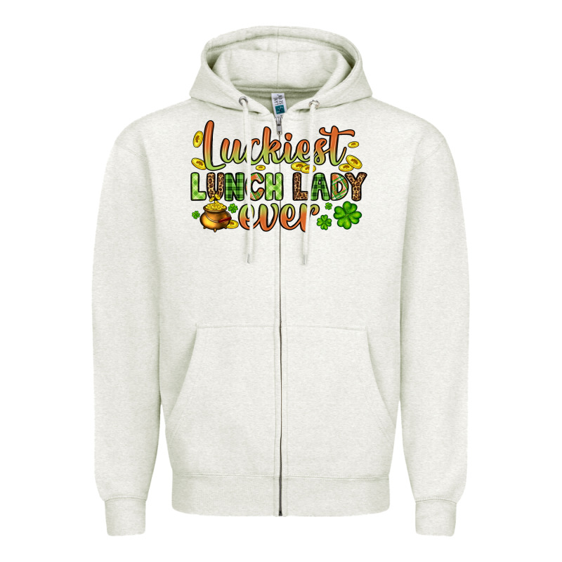 St. Patrick's Luckiest Lunch Lady Ever Zipper Hoodie by OliviaCreatesArt | Teevron