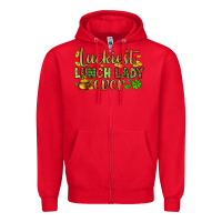 Red St. Patrick's Luckiest lunch lady ever Zipper Hoodie - OliviaCreatesArt