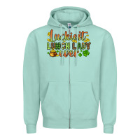 Seafoam St. Patrick's Luckiest lunch lady ever Zipper Hoodie - OliviaCreatesArt