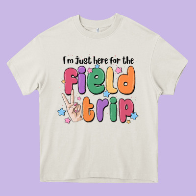 I'm Just Here For The Field Trip Heavy Core Tee Designed By Maliassmallbusiness