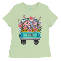 Matcha truck with flowers Ladies Tee - MaliasSmallBusiness