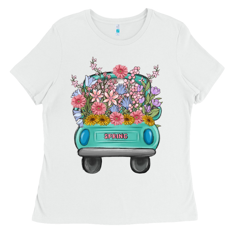 Truck With Flowers Ladies Tee by MaliasSmallBusiness | Teevron