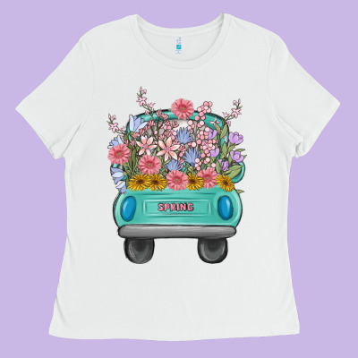 Truck With Flowers Ladies Tee Designed By Maliassmallbusiness