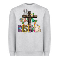 Heather Grey He is risen Easter Day Heavyweight Sweatshirt - HowdyJamesFarm