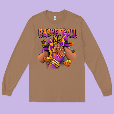 Basketball Life Afro Girl Sneakers Long Sleeve Tee Designed By Ranaportraitstore