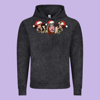Christmas Holstein Cows Vintage Hoodie Designed By Lillyallendesigns