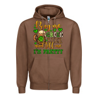 Chestnut Buy me green beer and tell me i'm pretty Zipper Hoodie - OliviaCreatesArt