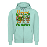 Seafoam Buy me green beer and tell me i'm pretty Zipper Hoodie - OliviaCreatesArt