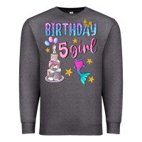 Charcoal Heather birthday girl 5 Premium Sweatshirt - BundleAndBundleShop