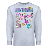 Heather Grey birthday girl 5 Premium Sweatshirt - BundleAndBundleShop