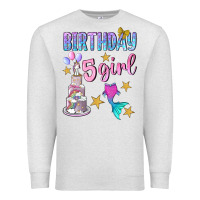 Oatmeal Heather birthday girl 5 Premium Sweatshirt - BundleAndBundleShop