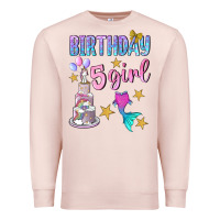 Pale Pink birthday girl 5 Premium Sweatshirt - BundleAndBundleShop