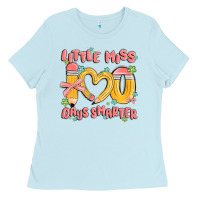 Baby Blue little miss 100 days smarter Ladies Tee - MaliasSmallBusiness