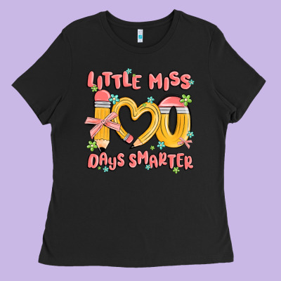 Little Miss 100 Days Smarter Ladies Tee Designed By Maliassmallbusiness