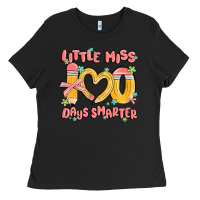 Black little miss 100 days smarter Ladies Tee - MaliasSmallBusiness