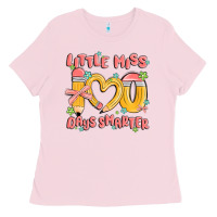Bubblegum Pink little miss 100 days smarter Ladies Tee - MaliasSmallBusiness