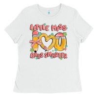 White little miss 100 days smarter Ladies Tee - MaliasSmallBusiness