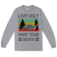 Heather Grey Lıve Ugly Fake Your Death Long Sleeve Tee - Bettercallsaul