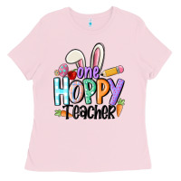 Bubblegum Pink one hoppy teacher Ladies Tee - MaliasSmallBusiness