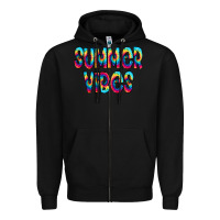 Black summer vibes tie dye doodle Zipper Hoodie - CowCowDesign