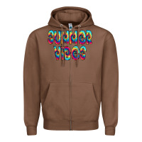 Chestnut summer vibes tie dye doodle Zipper Hoodie - CowCowDesign