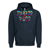 Navy summer vibes tie dye doodle Zipper Hoodie - CowCowDesign