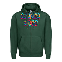 Sports Green summer vibes tie dye doodle Zipper Hoodie - CowCowDesign