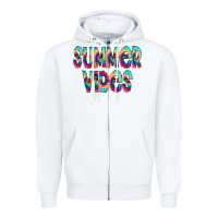 White summer vibes tie dye doodle Zipper Hoodie - CowCowDesign