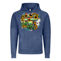 Vintage Denim Guanajuato sunflower serape map Vintage Hoodie - RanaPortraitStore