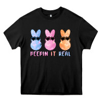 Black peepin it real easter glitter Heavy Core Tee - MaliasSmallBusiness