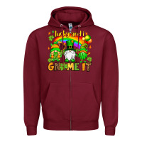 Burgundy St. Patrick's Lucky and i gnome it Zipper Hoodie - OliviaCreatesArt